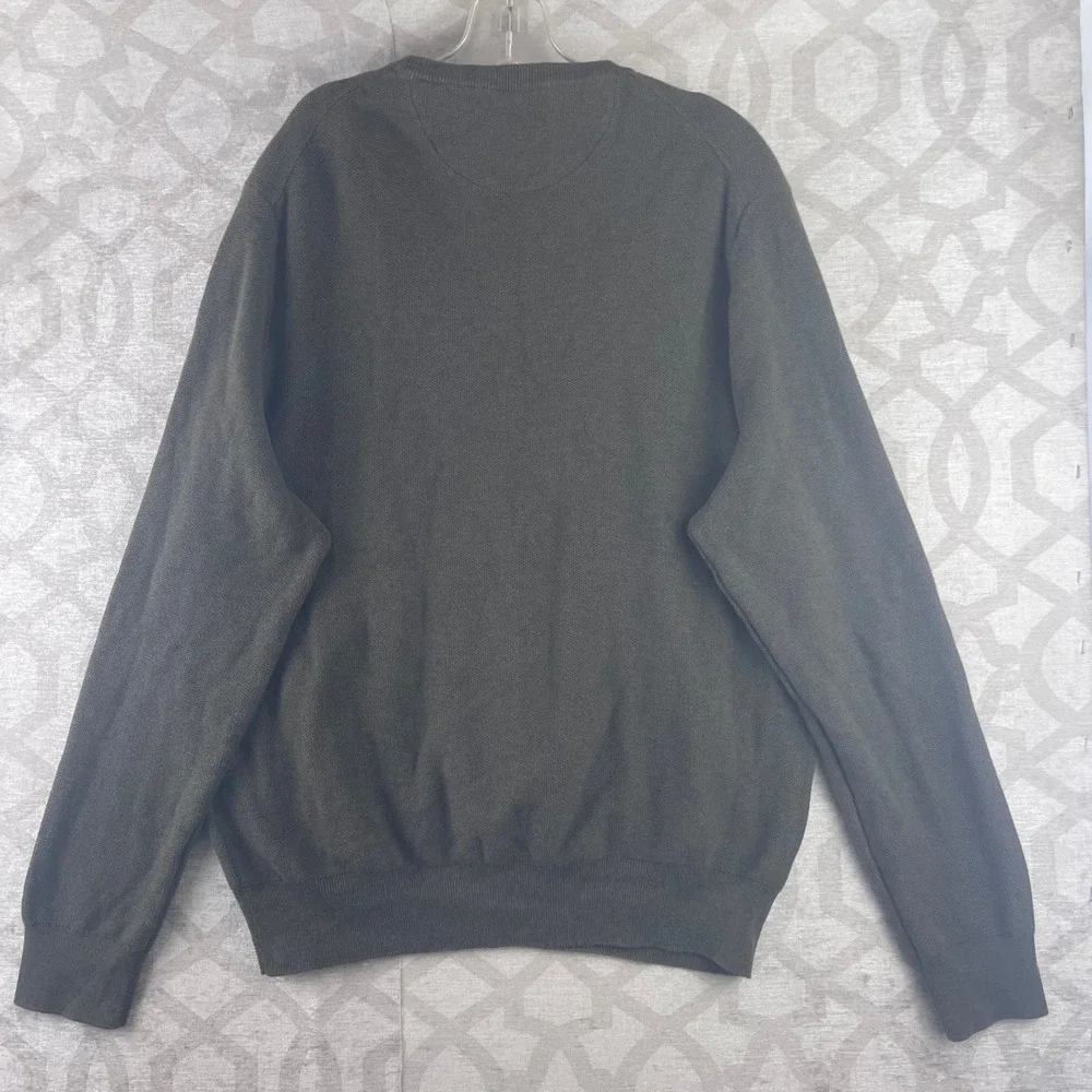 Polo Ralph Lauren Mens XL Olive Green Cotton Textured Knit Crewneck Sweater Logo